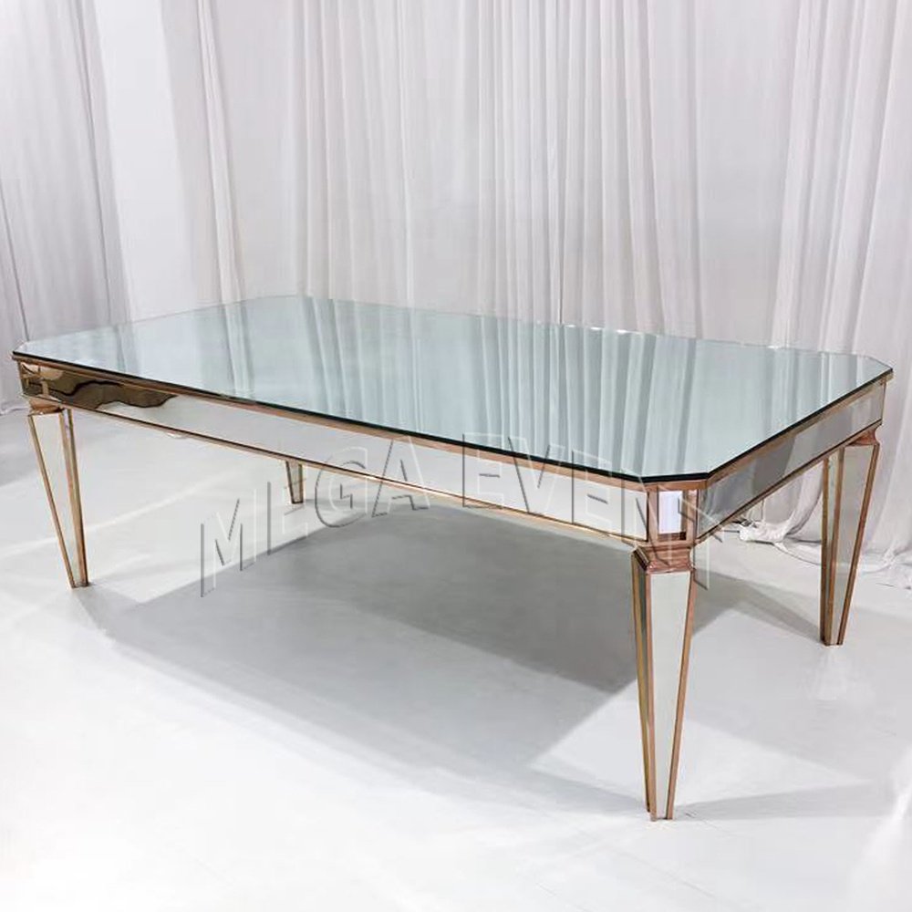 Foshan factory wedding table for bride and groom stainless steel living room dining table hotel furniture dining table for event