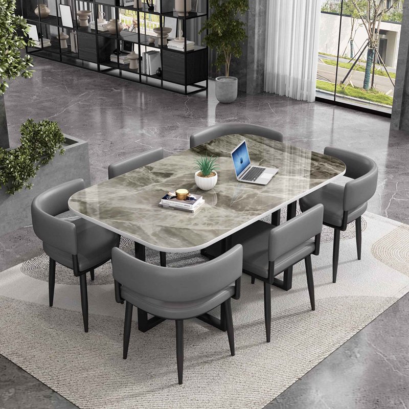 Nordic Luxury Italian Dining Room Furniture Home Decors Modern Cheap Glass Wood Marble Dinning Table Set Dining Room 6 Seaters