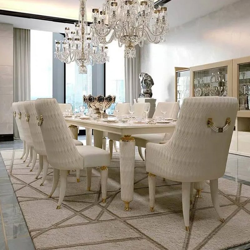 House Rectangular Furniture Luxury Wood Modern Dinning Table Set 12 Seater and Chair Set for 12 People Low Price