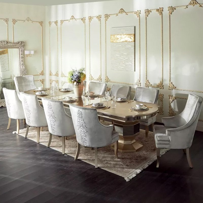 House Rectangular Furniture Luxury Wood Modern Dinning Table Set 12 Seater and Chair Set for 12 People Low Price