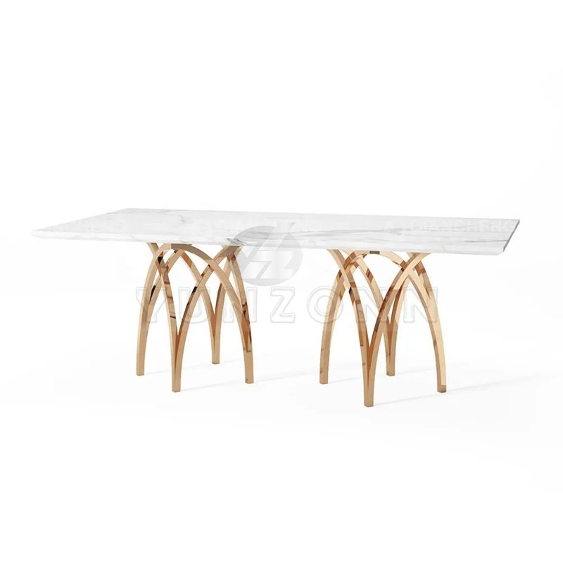 Modern Elegant Stylish Dining Table with Gold Base Luxury Center Table for Living Room Kitchen Hotel Hall Simple Structure