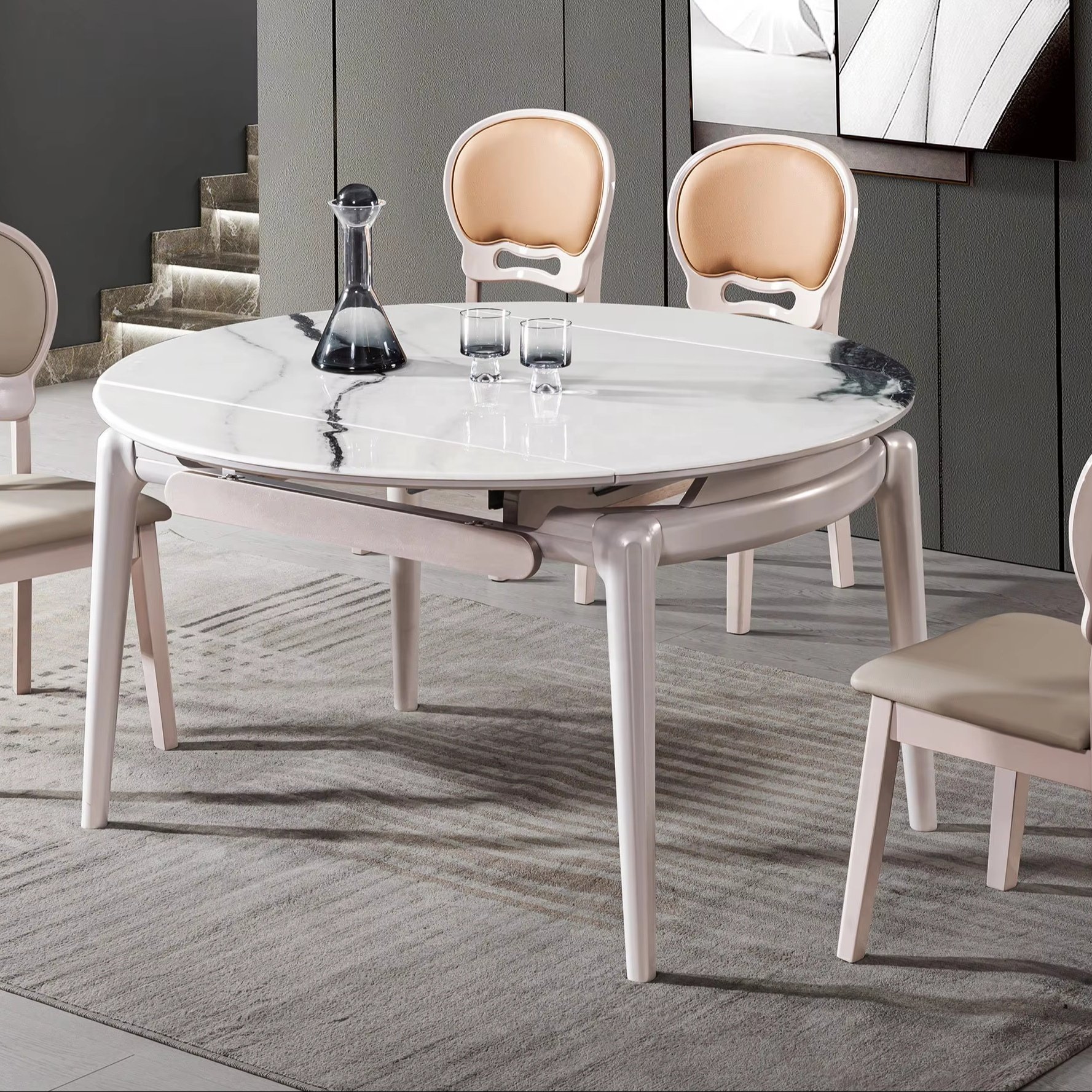 Tables Full Marble 4 Chairs Dining Table Set for 6 Seater Room Furniture Sets And Seats Stone European Luxury Dining Table Set
