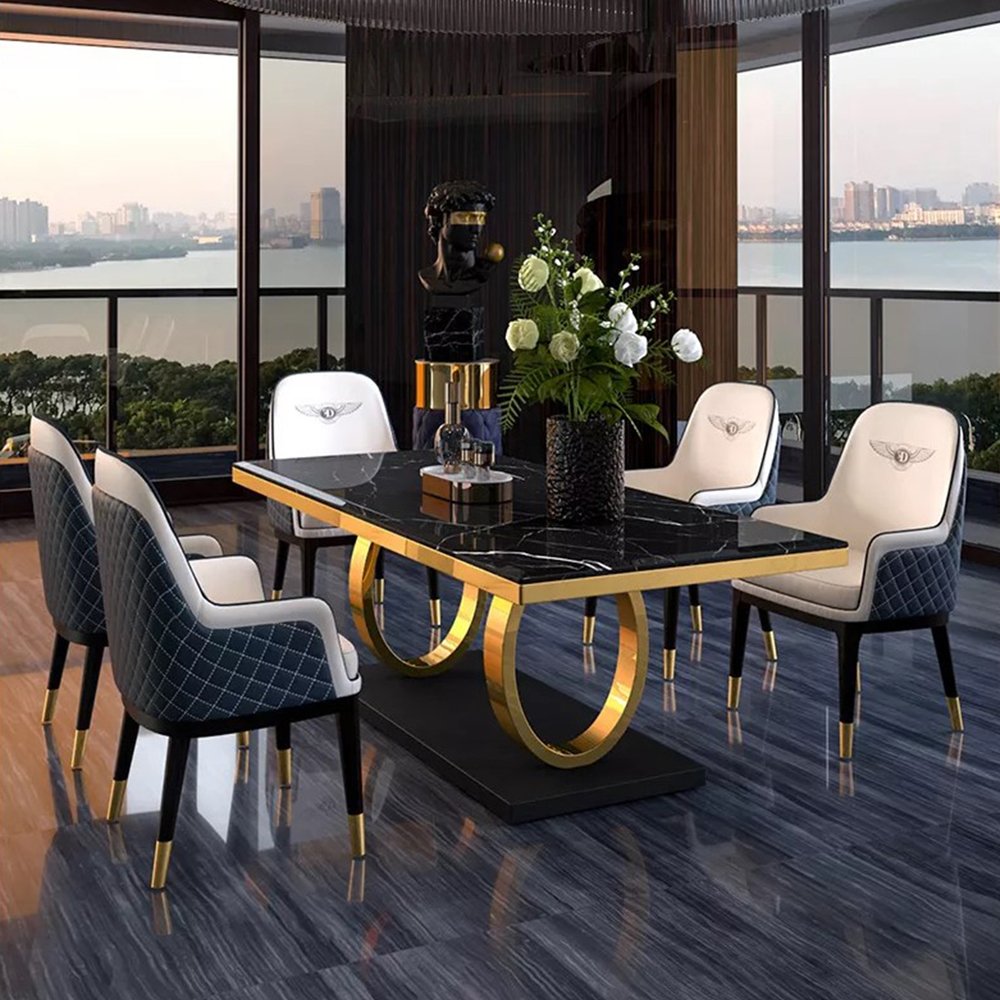 Nordic Home Modern Minimalist Rectangular Marble Dining Table Hotel and Apartment Dining Rooms Table