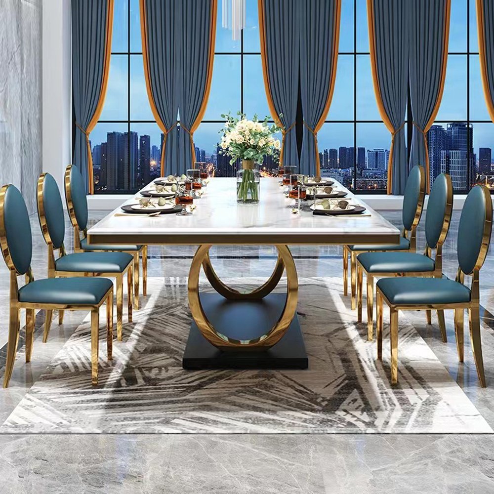 Nordic Home Modern Minimalist Rectangular Marble Dining Table Hotel and Apartment Dining Rooms Table