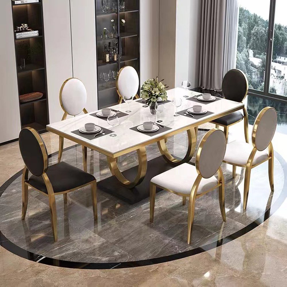 Nordic Home Modern Minimalist Rectangular Marble Dining Table Hotel and Apartment Dining Rooms Table