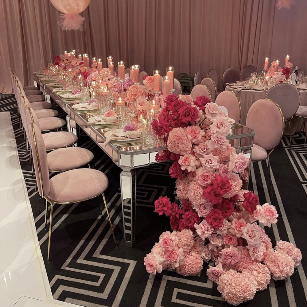 Popular Minimalist Wedding Furniture Golden Stainless Steel Bridal Table For Wedding Dining Table