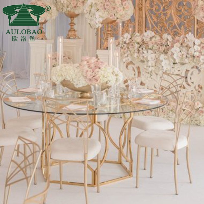 Wedding furniture stainless steel base bali round dining tables set
