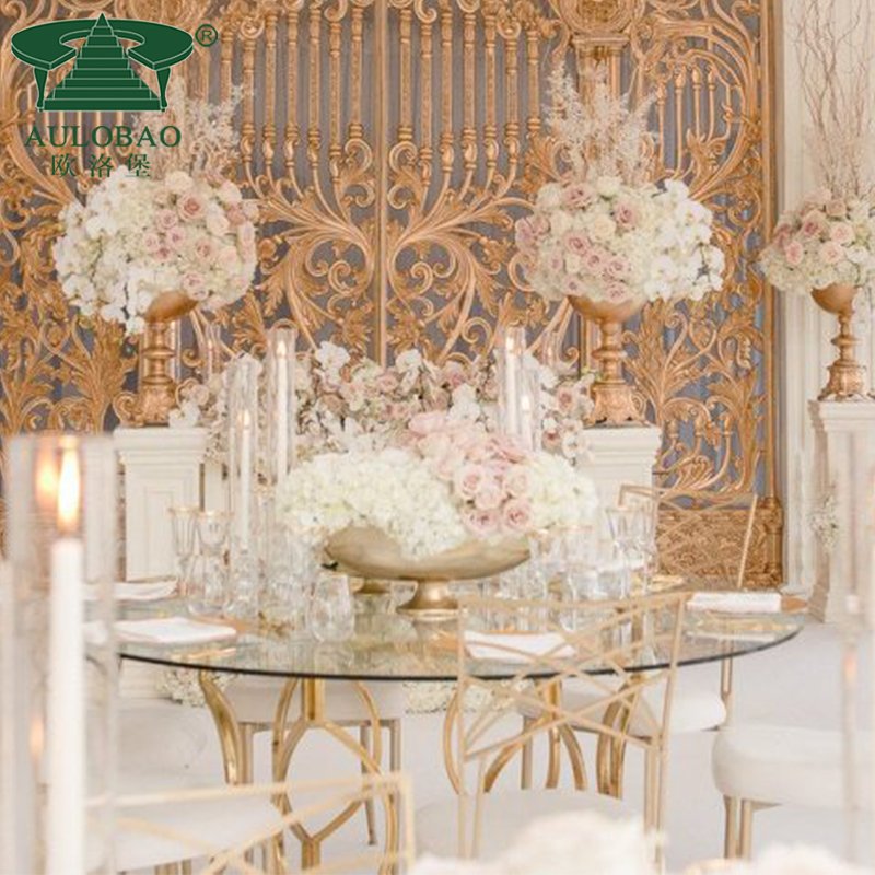 Wedding furniture stainless steel base bali round dining tables set