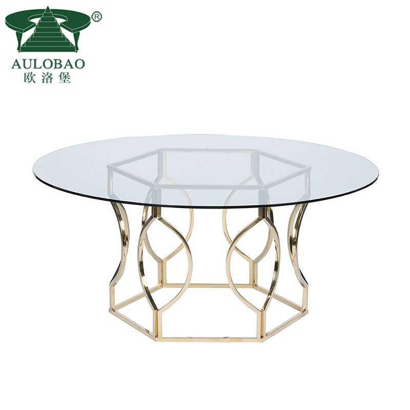 Wedding furniture stainless steel base bali round dining tables set