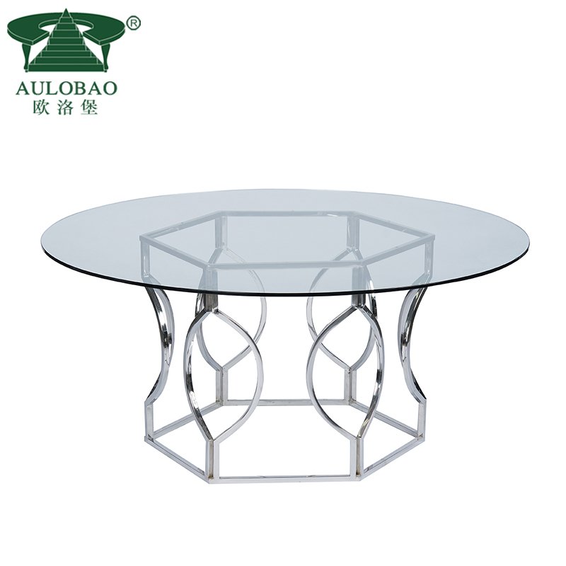 Wedding furniture stainless steel base bali round dining tables set