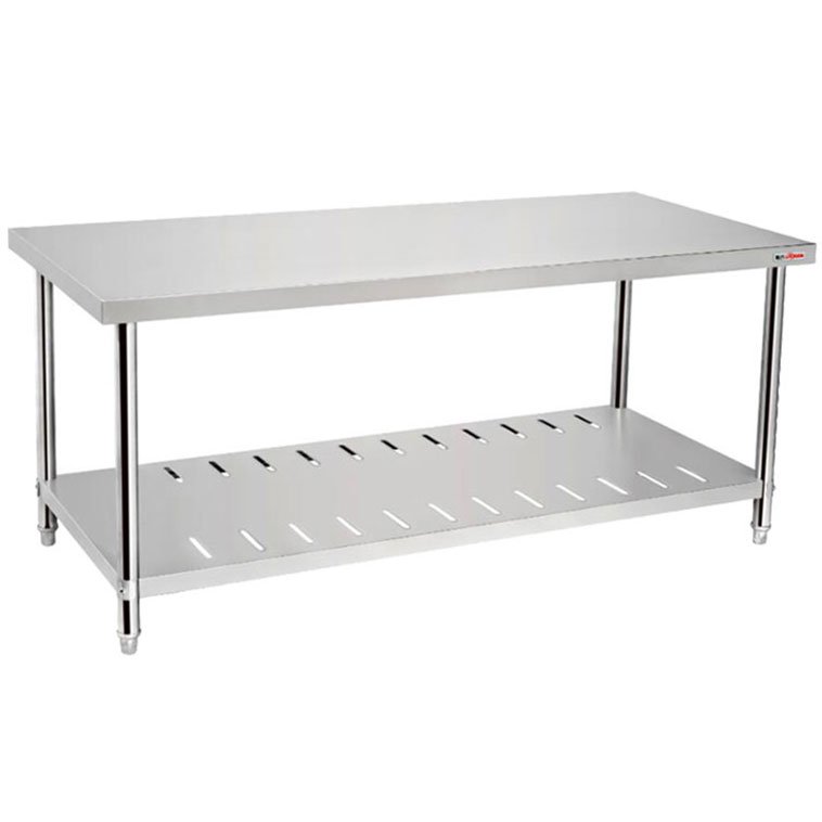 Stainless Steel Double Tiers Kitchen Working Table With Back Splash For Restaurant/Assembly Square Tube Commercial Work Table