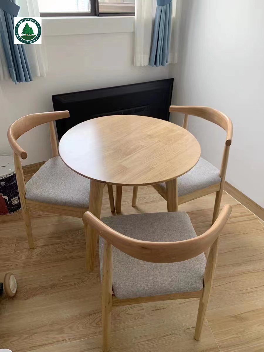 2024 hot selling round/square table solid wood finger jointed rubber wood table accept OEM/ODM
