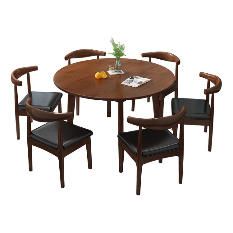 Solid wood round dining table modern simple household dining table small apartment type leisure chess and card table