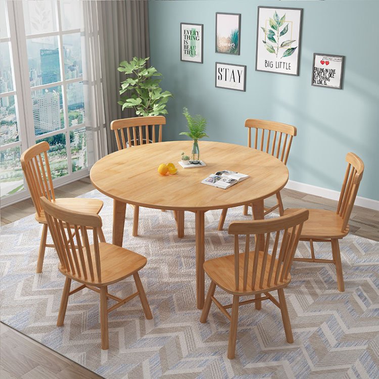 Solid wood round dining table modern simple household dining table small apartment type leisure chess and card table