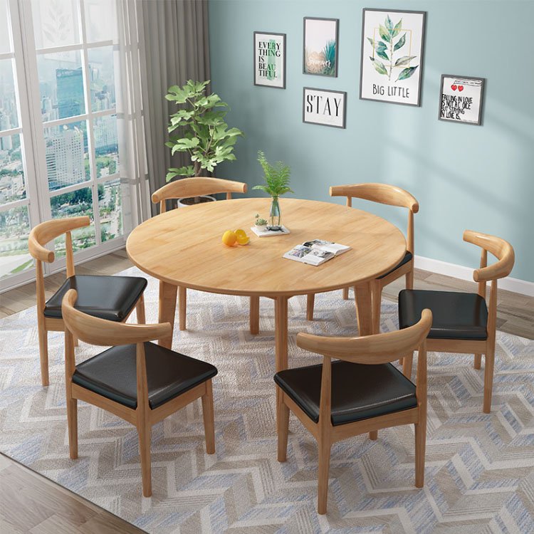 Solid wood round dining table modern simple household dining table small apartment type leisure chess and card table