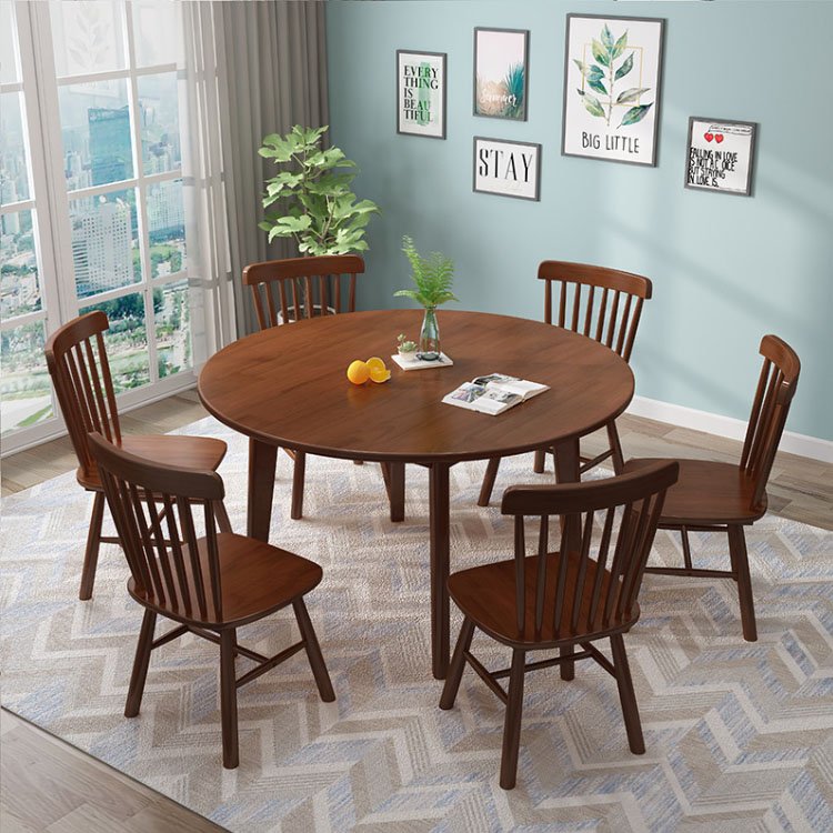Solid wood round dining table modern simple household dining table small apartment type leisure chess and card table