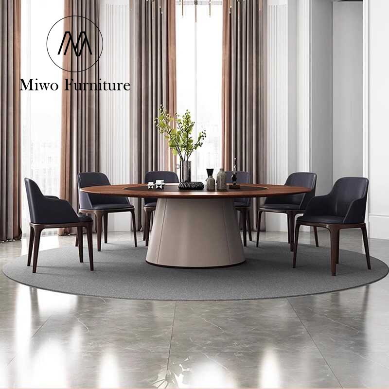 Luxury Hotel Style Solid Wooden box Chinese villa Banquet Table for High-End Living Room and Hotel Use round Dining Table