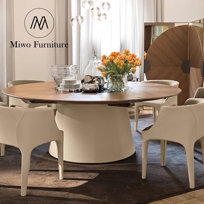 Luxury Hotel Style Solid Wooden box Chinese villa Banquet Table for High-End Living Room and Hotel Use round Dining Table