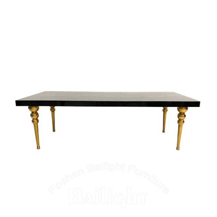 bailight furniture design modern wedding table set with white metal frame MDF top party design table