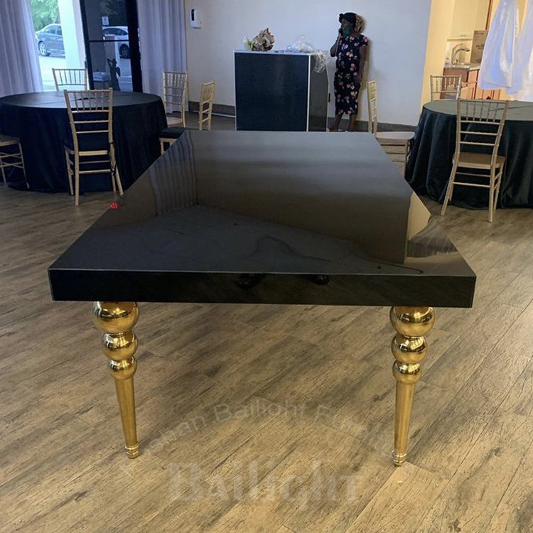 bailight furniture design modern wedding table set with white metal frame MDF top party design table
