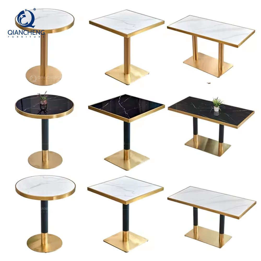 Foshan interactive restaurant cafe table luxe Metal Stainless Steel Wholesale Custom Hotel bar Furniture Accent End Side Table