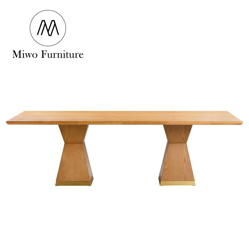Modern family furniture restaurant Natural oak wood rectangle dining table set 8 10 seater for dining room center feast table