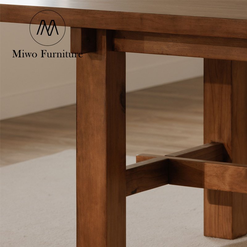 Home Furniture Rustic Strong oak Solid Wood Rectangle dinning table and chair set Midcentury antique workbench conference table