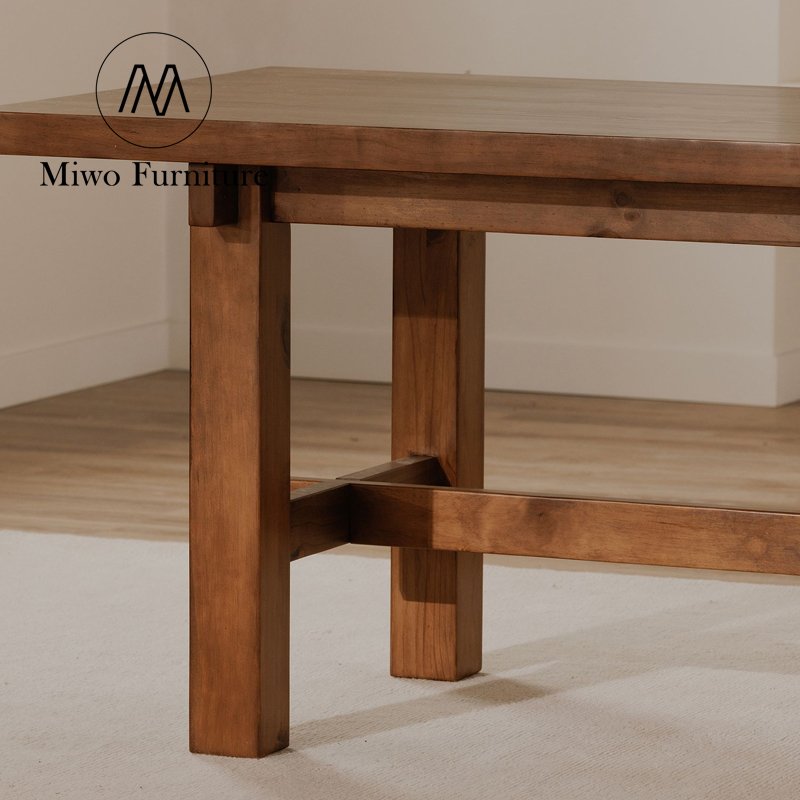 Home Furniture Rustic Strong oak Solid Wood Rectangle dinning table and chair set Midcentury antique workbench conference table