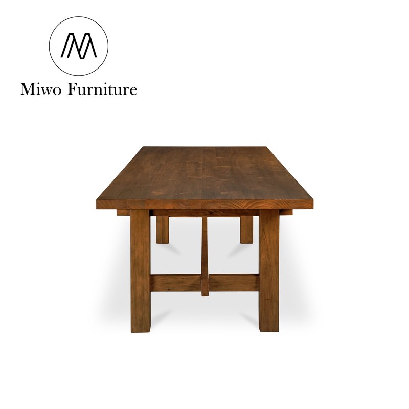 Home Furniture Rustic Strong oak Solid Wood Rectangle dinning table and chair set Midcentury antique workbench conference table