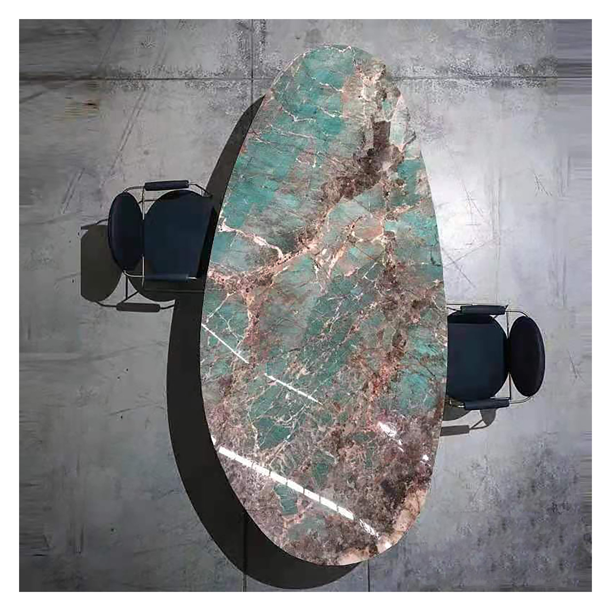 Luxury Amazon Green Marble Rectangular Dining Table for Hotels and Villas