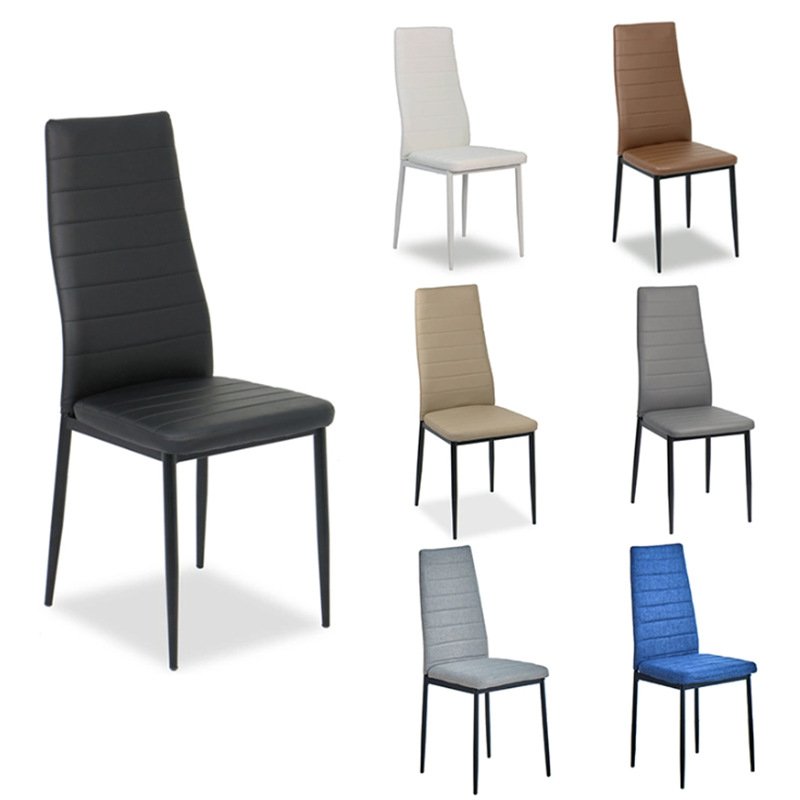 Wholesale Modern Glass Rectangular Top Metal Base Dining Table And Pu Leather Chair Set For 4