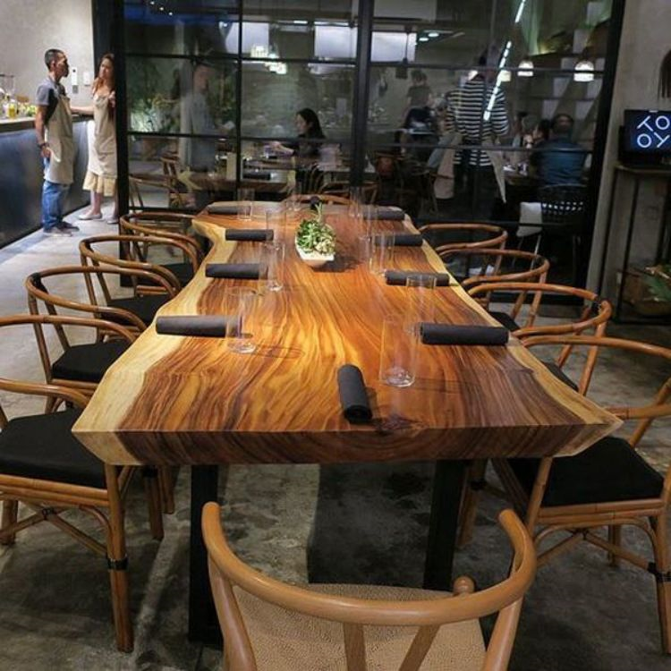 Factory wholesale South America natural shape acacia walnut solid live dining tables wood slab acacia wood slab
