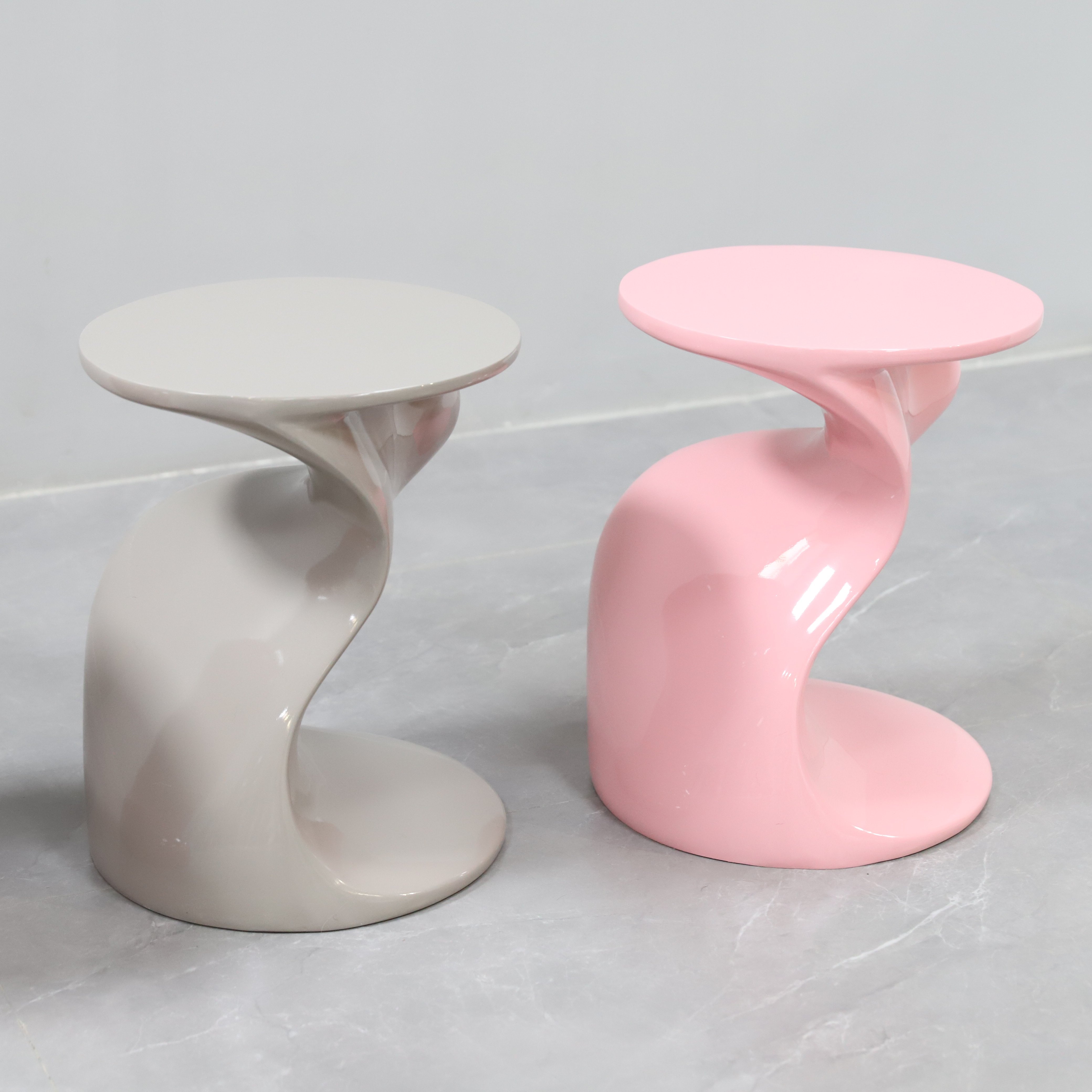 Round Side Table Living Room Fiberglass Tea Table Pink Tulip Restaurant Skinny Coffee Tables