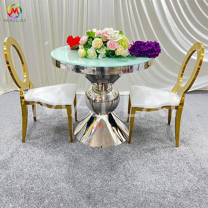 Modern Round Real Wedding Furniture Silver Stainless Steel Round Cake Table For Wedding Event