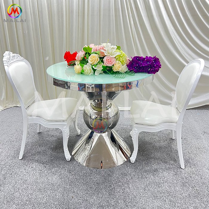Modern Round Real Wedding Furniture Silver Stainless Steel Round Cake Table For Wedding Event