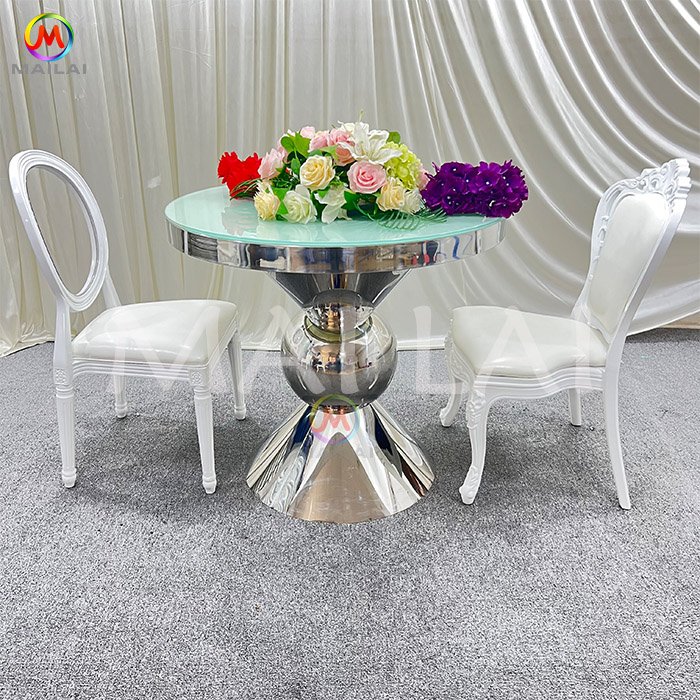 Modern Round Real Wedding Furniture Silver Stainless Steel Round Cake Table For Wedding Event