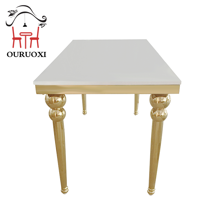 Wholesale luxury hotel wedding table mdf top stainless steel rectangular dining tables