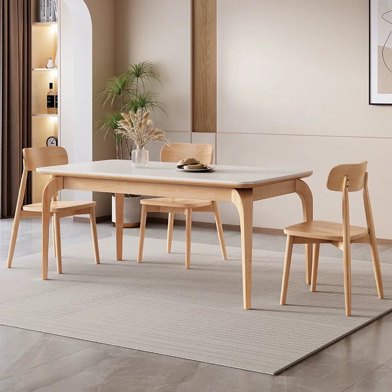 nordic style luxury modern rectangle marble solid wood dining table chair set 4 6 seater full small furniture japanese designs
