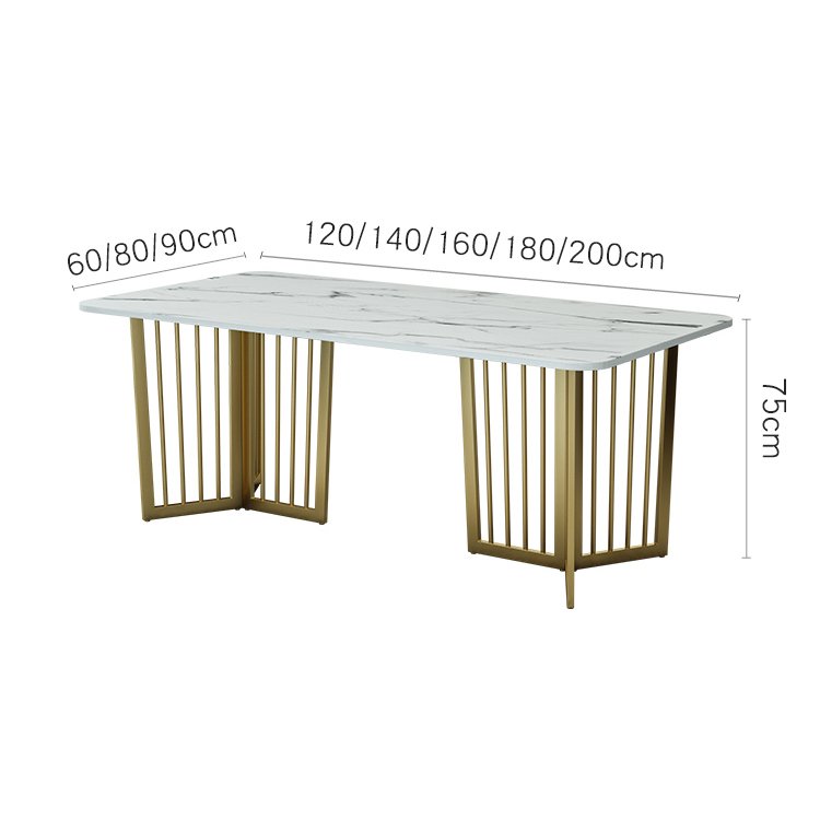 Luxury dining room furniture dining table and chair set with gold stainless steel frame and leather fabric chairs
