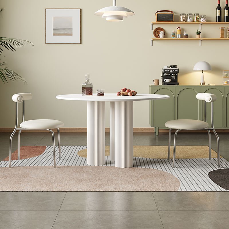 Minimalist Style Small Round Table Small Household Roman Column Round Dining Table and Chairs