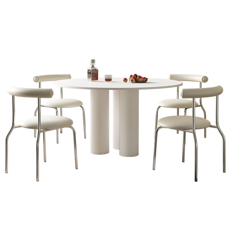 Minimalist Style Small Round Table Small Household Roman Column Round Dining Table and Chairs