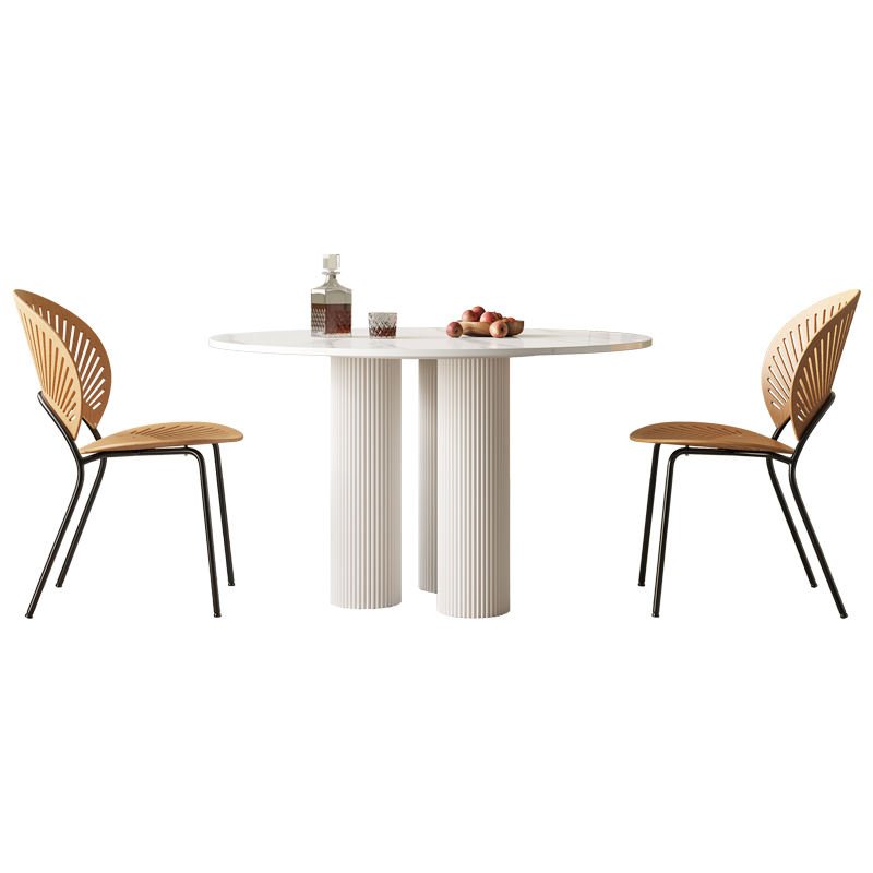Minimalist Style Small Round Table Small Household Roman Column Round Dining Table and Chairs