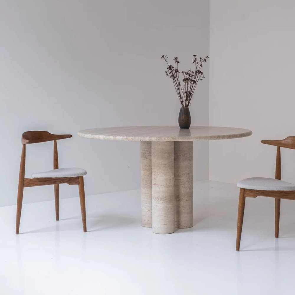 New Design Travertine Marble Italian Dining Table Natural Stone Travertine White Beige Mable Dining Table