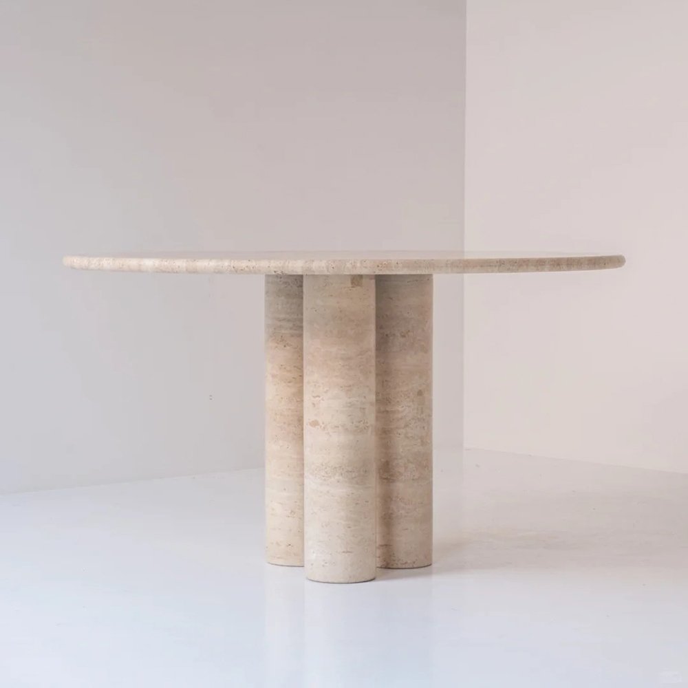 New Design Travertine Marble Italian Dining Table Natural Stone Travertine White Beige Mable Dining Table