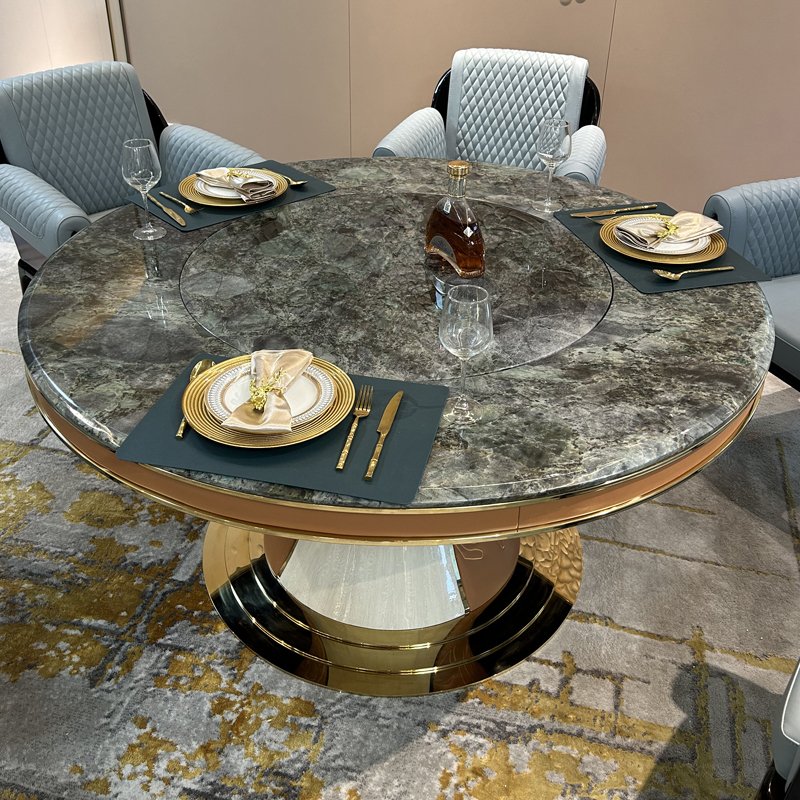 Home furniture marble dinning table set restaurant tables chairs metal round dining tables