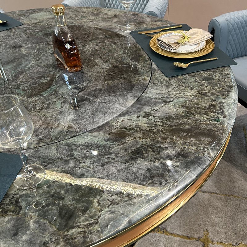 Home furniture marble dinning table set restaurant tables chairs metal round dining tables