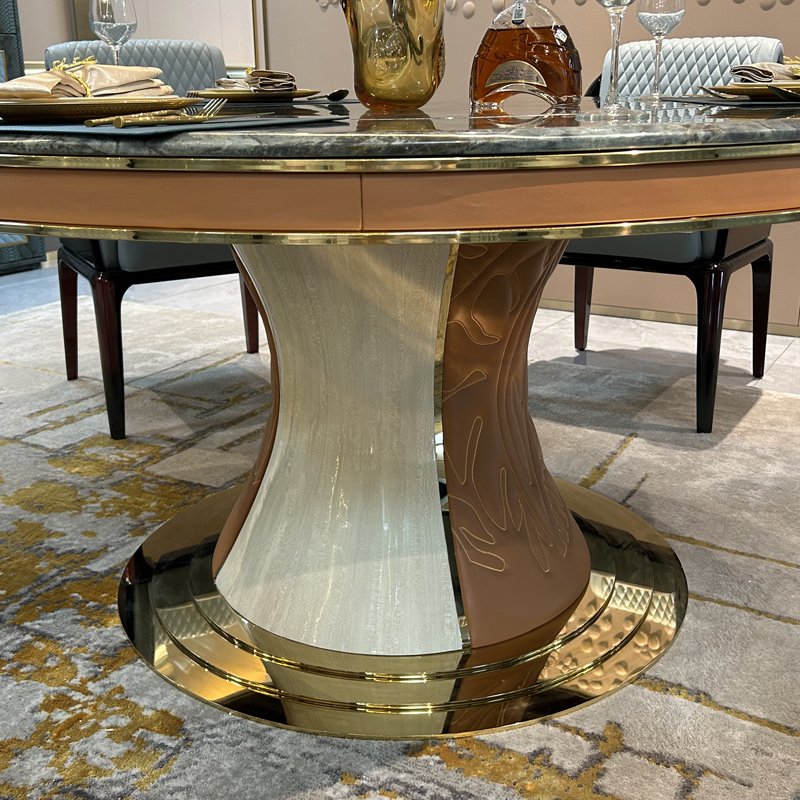 Home furniture marble dinning table set restaurant tables chairs metal round dining tables