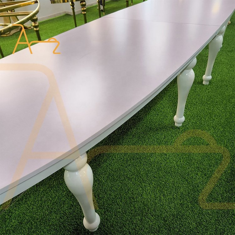 Hotel furniture white stainless steel oval MDF wedding banquet dining tables outdoor luxury party tables
