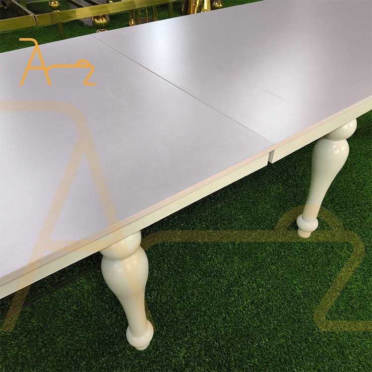 Hotel furniture white stainless steel oval MDF wedding banquet dining tables outdoor luxury party tables