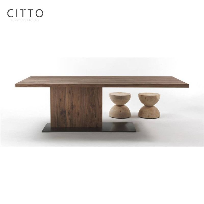 Dongguan Latest Designs Customized Luxury Tavolo Da Pranzo Walnut Wooden Rectangular Dining Table Set 6 Seater For Dining Room